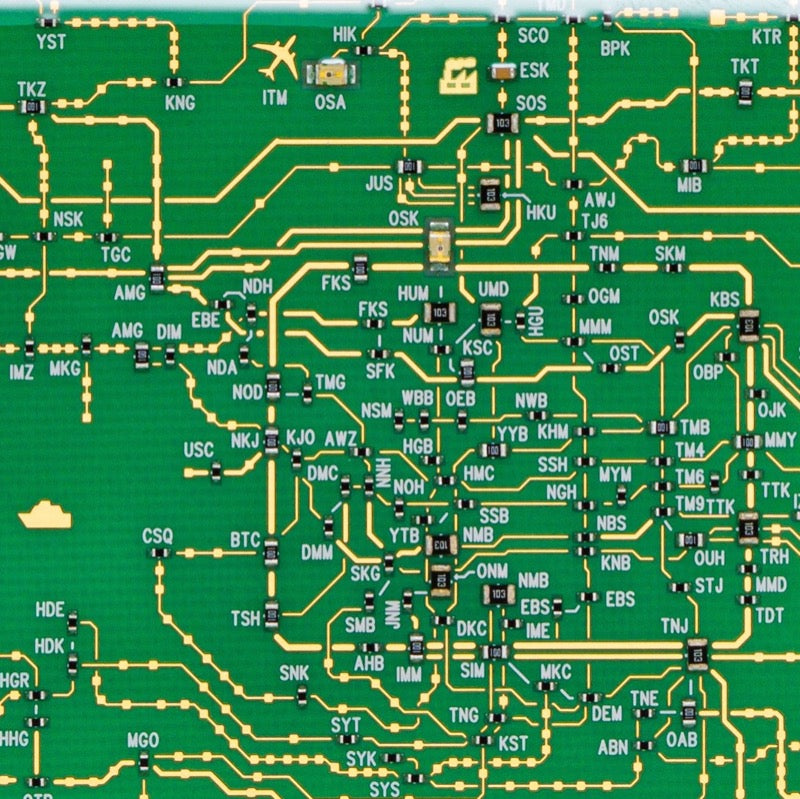 【全球免運】大阪製 專利技術 關西鑯路路線圖電路板 Card Case