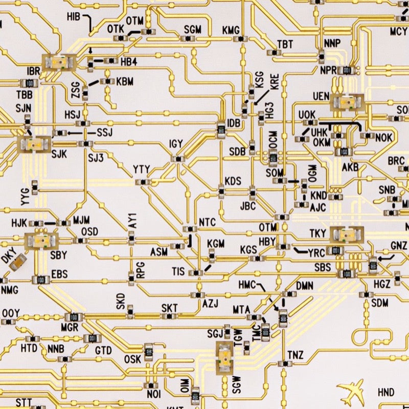 【全球免運】大阪製 專利技術 東京鑯路路線圖電路板 Card Case