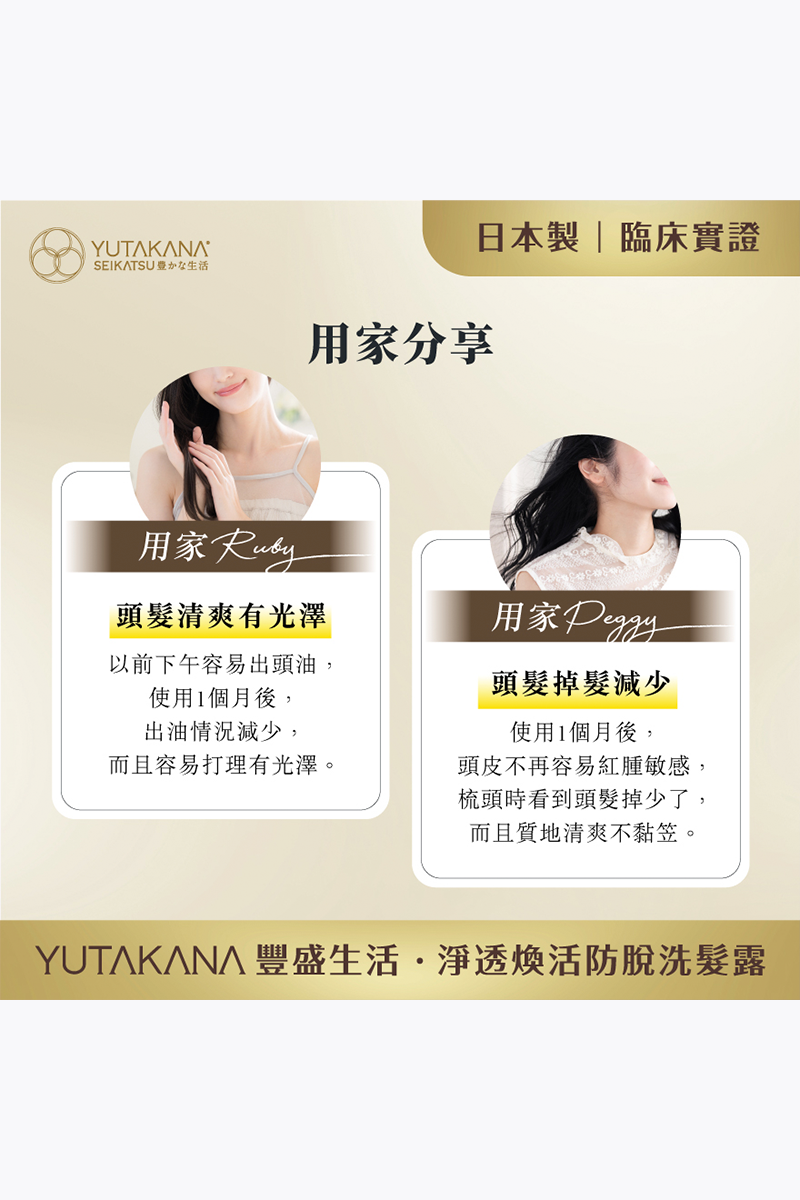 🛒 免運之選 🛒【YUTAKANA豐盛生活】煥髮奇蹟淨透煥活防脫洗髮露(350ml)