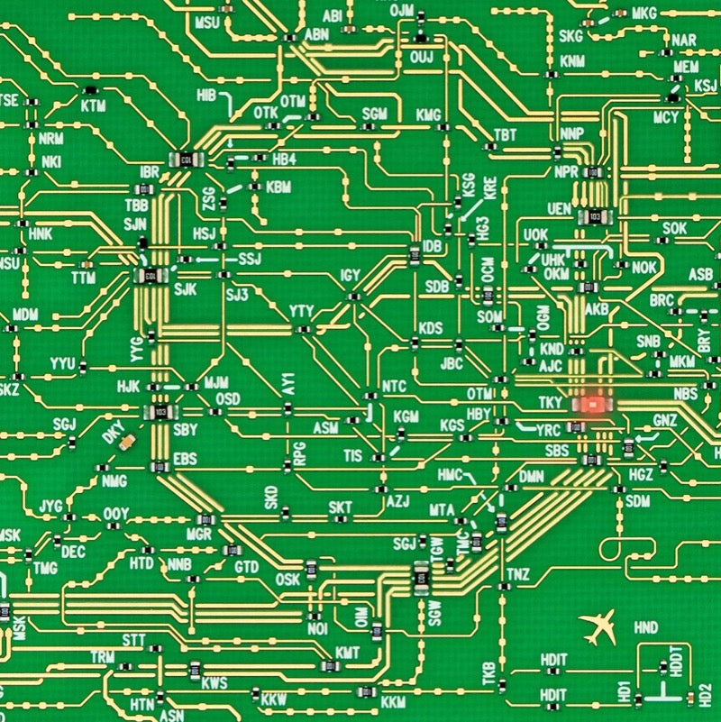 【全球免運】大阪製 專利技術 東京鑯路路線圖電路板 iPhone Case