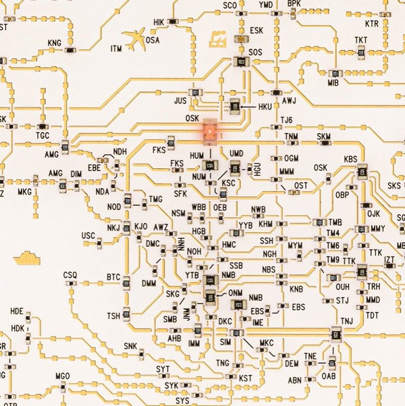 【全球免運】大阪製 專利技術 關西鑯路路線圖電路板 iPhone Case