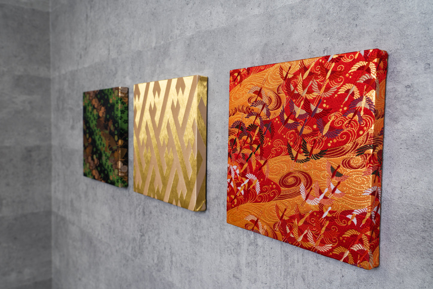 京都傳統工藝 西陣金襴織物 室內壁掛3個Set