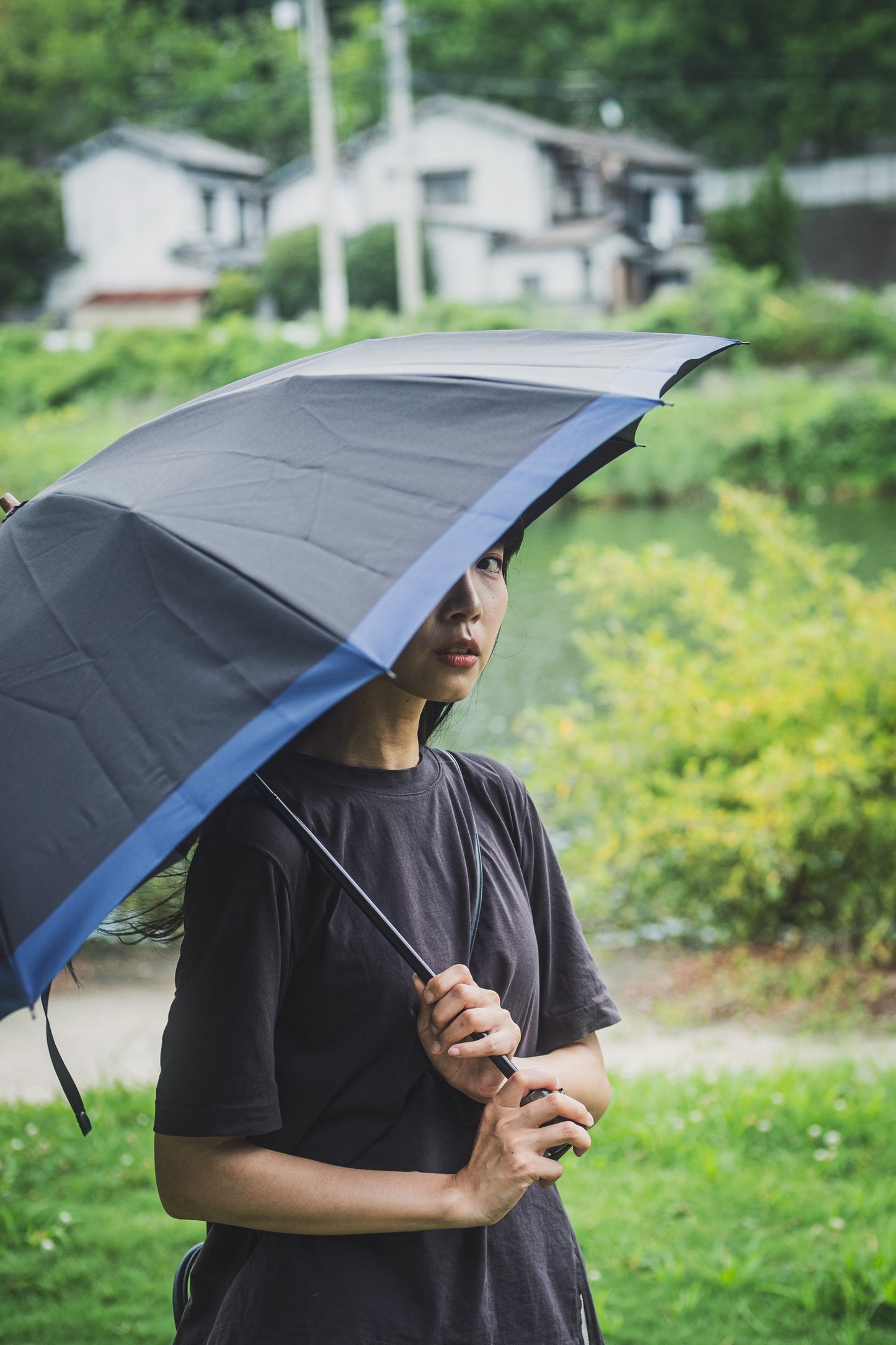 甲州織・「橘」縮骨遮 / Koshu-ori Folding Umbrella